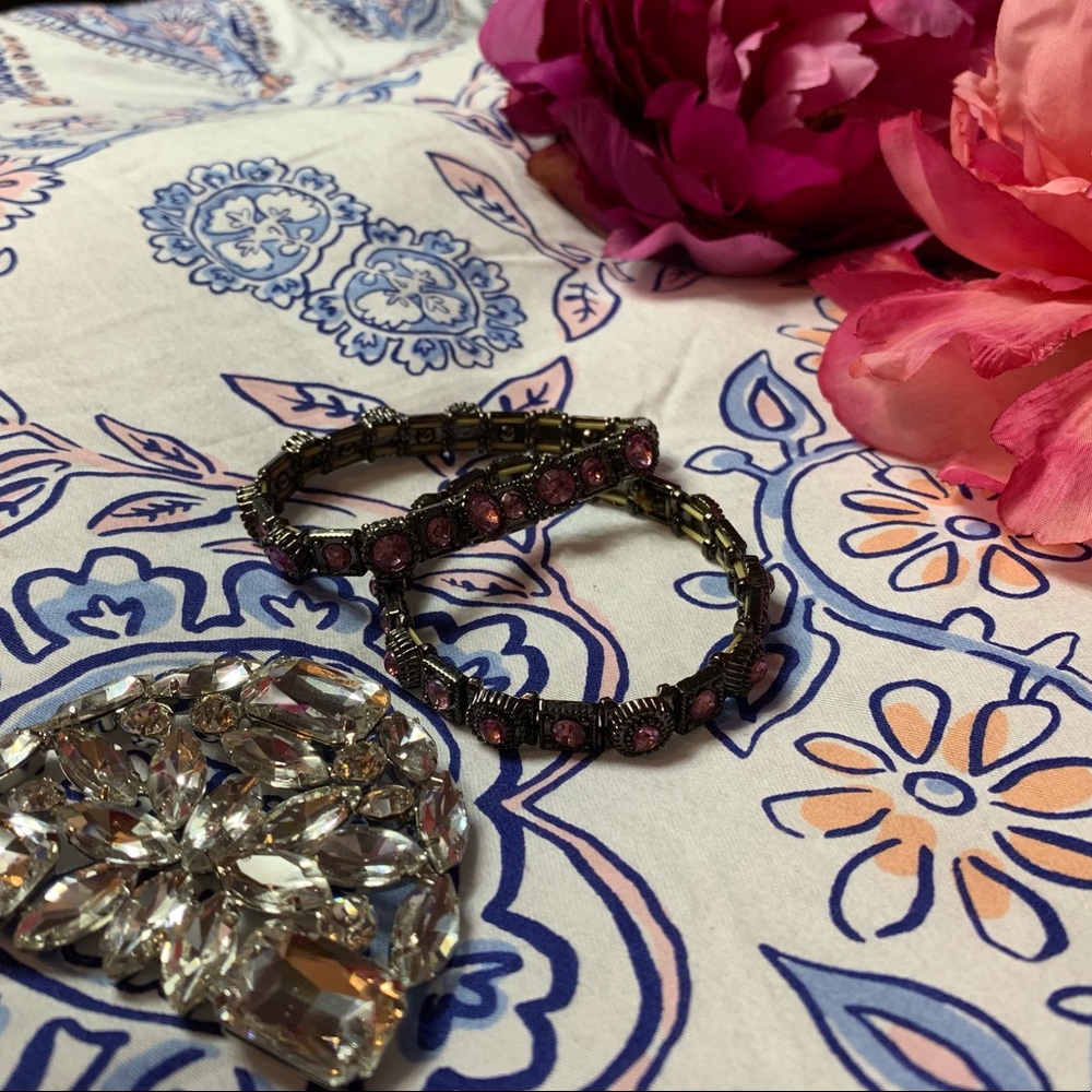 Pink Gem Stretch Bracelet Pair